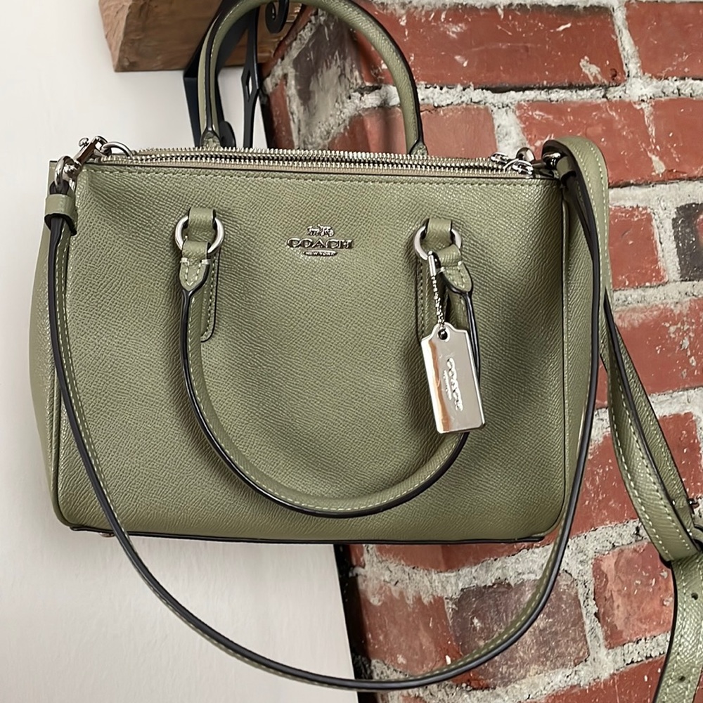 Green 9inX7in Coach Purse
